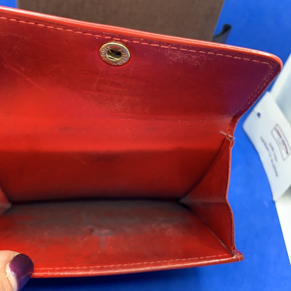 LOUIS VUITTON Vernice Sarah compact orange (ish) red color wallet vintage - Picture 6 of 12